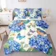 thumbnail image 1 of YST Ensemble de Literie Bleu à Hortensias Floraux, Papillon, 7 Pcs, Ensemble de Couette, Format Double, 1 of 4