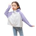 thumbnail image 2 of MKOSPLRT Veste de Protection Solaire Active à Fermeture Éclair pour Enfants 3-14 Ans Garçons Filles à Blocs de Couleur avec Trou pour le Pouce Chandail Rafraîchissant Pêche Course Plein Air, 2 of 6