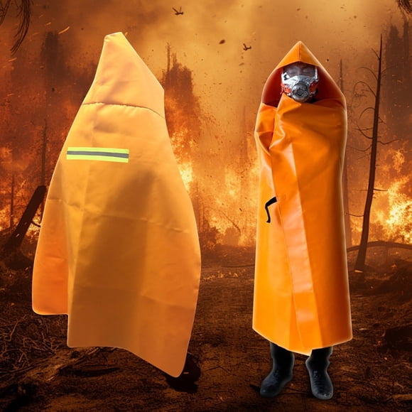 FHBVT Cape Ignifuge d'Urgence avec Capuche Couverture en Fibre de Verre Résistante à la Chaleur Réutilisable Légère 1,5kg pour Maison École Magasins Centres Voiture Appareil Incendies Évacuation d'Urgence
