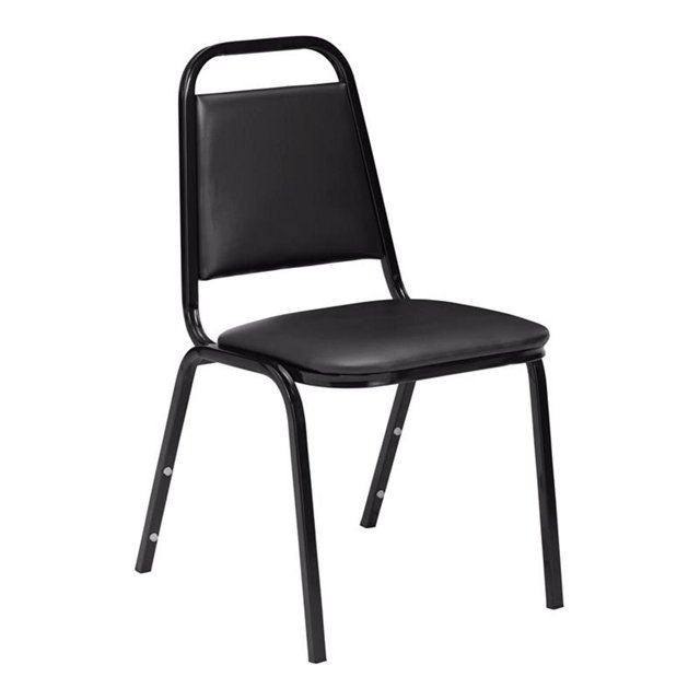 NPS 9100 Series 32" Modern Vinyl Upholstered Stack Chair in Panther Black