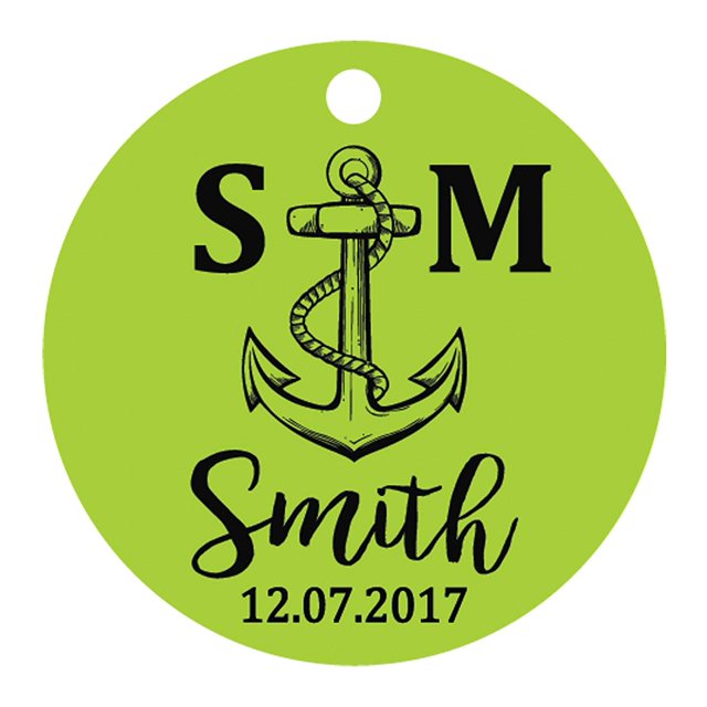 100 PCS Personalized Initial with Anchor Wedding Favor Gift Paper Tags Custom Made Round Hang Tags