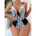 thumbnail image 4 of Classic Sexy Floral Lace Tie Front Teddy Bodysuit, 4 of 4