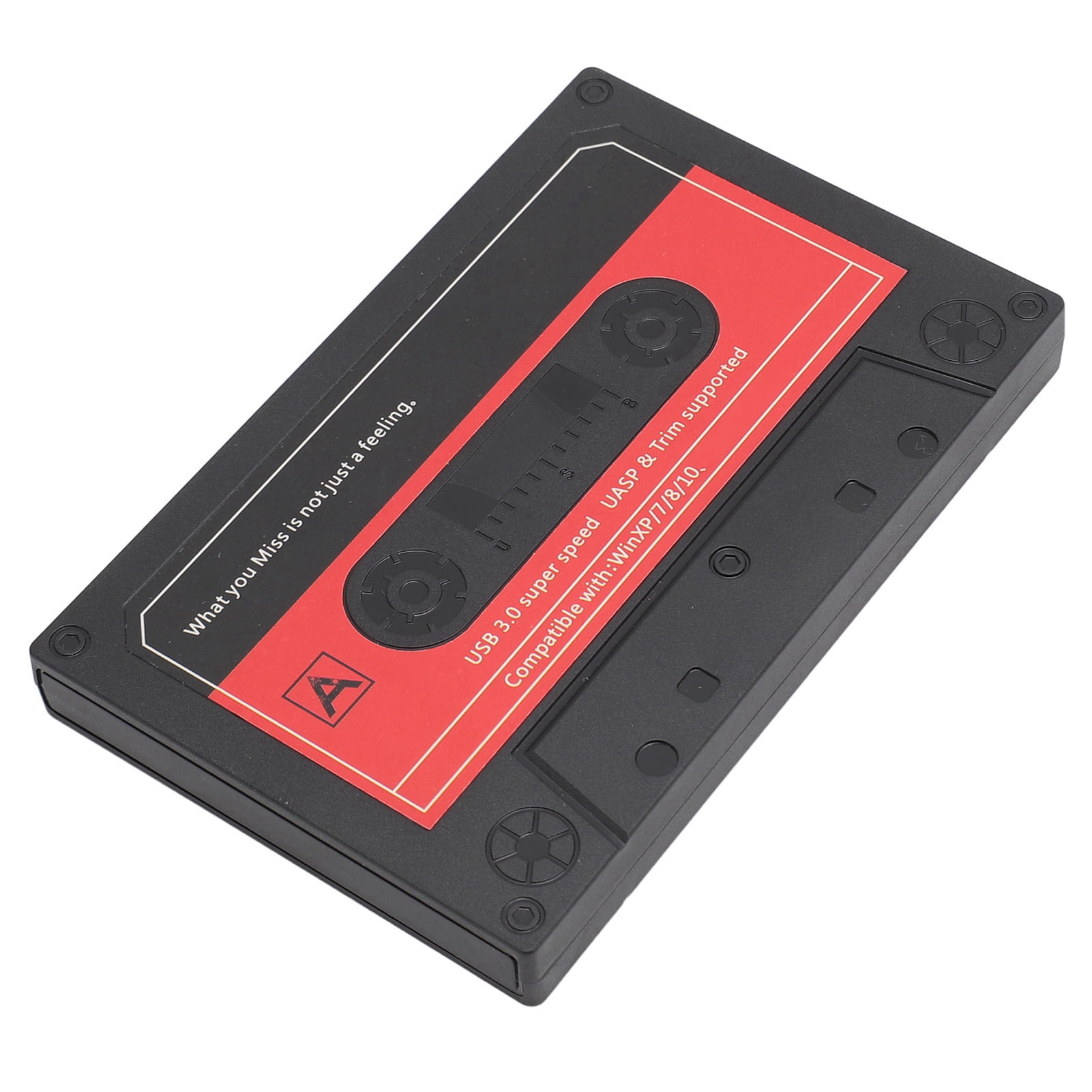 External Hard Drive Enclosure, 5Gbps 2.5 Inch  SSD Enclosure Professional Vintage Cassette Look Aluminum Alloy  for 2.5 inch HDD
