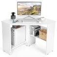 thumbnail image 1 of Ginatex Corner Computer Desk, Space-saving Triangular Writing Desk, Multi-functional Console Table for Small Space in Home Office, White, 1 of 8