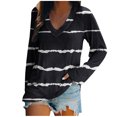 thumbnail image 2 of zanvin Longues Blouse à Manches pour Femmes, Blouse Mode Décontractée à Manches Longues à Col en V Imprimé pour Femmes, Noir, P, 2 of 4