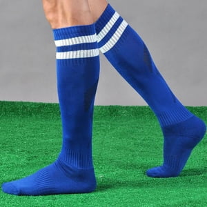 FhsagQ Chaussettes pour hommes Plus Taille Hommes Sport Football Soccer chaussons longues rayures Chaussettes haute chaussette de baseball Bu chaussettes pour hommes Plus Taille Homme Chaussettes Robe Glisse Bleu Une Taille