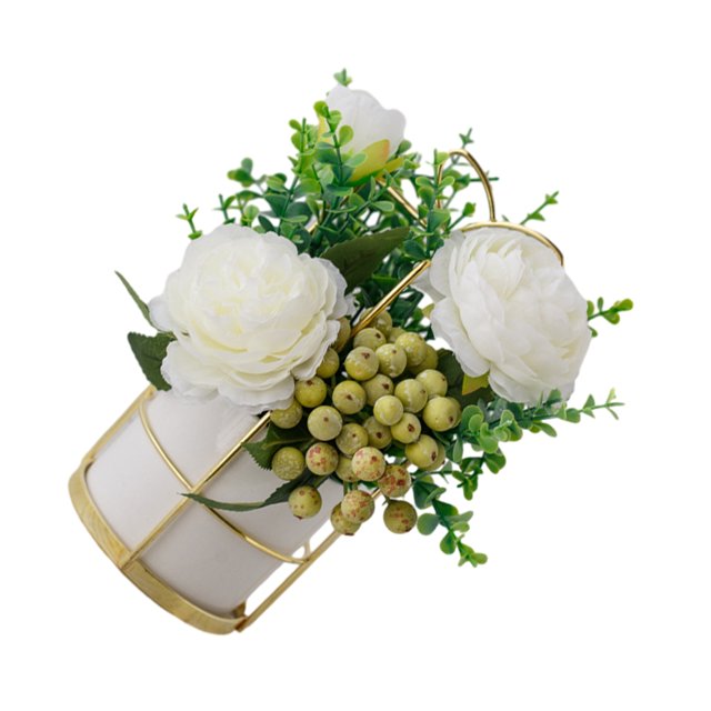 kurtrusly Artificial Flowers With Vase Add Of Color And Style To Any Room Indoor Pinellia white 1Set