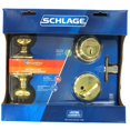 thumbnail image 1 of Schlage Lock-Allegion FB50NVGEO605 K4 Deadbolt Bright Brass Keyed Knob Front Entry Set, 1 of 3