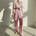 thumbnail image 2 of Timegard 2 Piece Suits Set for Women Button V Neck Open Front Jackets Business Office Wide Leg Pant Blazer Outfits, 2 of 6