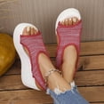 thumbnail image 2 of Platform Sandals Women Wedge Mesh Hollow out Adjustable Slingbackback Strap Peep Toe Wedge Sandals Red, 2 of 8