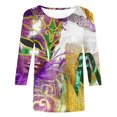 thumbnail image 4 of Penkiiy Blouse de Carnaval Manches 3/4 Chemise de Printemps Tee Quotidien Imprimé Masque Blouse Mardi Gras Col Rond 2024 Tee Tunique Habillée Multicolore, 4 of 5