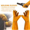 thumbnail image 2 of Leather Cowhide Work Gloves Heat-proof Metal Welding Protector Soldering Welding Gloves Tools, 2 of 5
