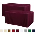 thumbnail image 1 of ORUYROP 2 Pack Fitted Table Covers for 4 Foot Tables-Water Resistant Washable Fabric Polyester Rectangle Table Cover Protector for Wedding, Banquet and Trade Shows（48L x 24W x 30H Inches, Bur, 1 of 7
