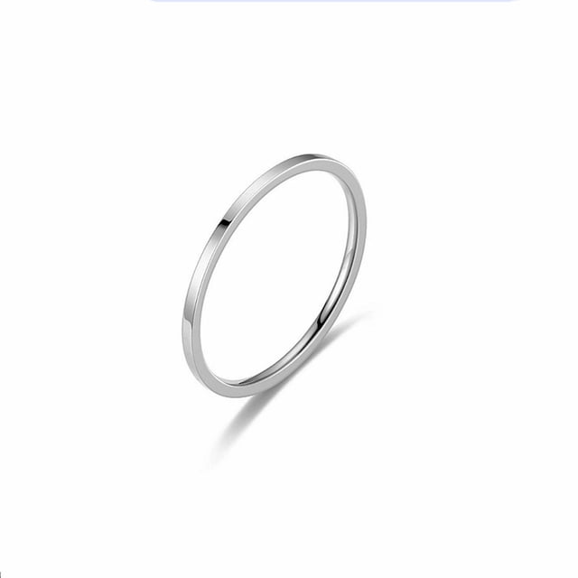 TopLLC Rings Temperament Versatile 1MM Thin Titanium Steel Ring Female Fashion Plain Ring Tail Ring Jewelry a ring
