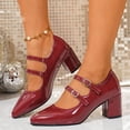 thumbnail image 2 of RXMEKW Patent Leather Mary Jane Pumps for Women with Block Heel for Plus Size, Pointed Toe & Adjustable Buckle Straps, 2 of 9