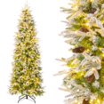 thumbnail image 1 of Costway 7.5 FT Flocked Christmas Tree with 913 PE PVC Branch Tips 350 Warm White LED Lights, 1 of 10