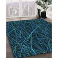 thumbnail image 3 of Ahgly Company Tapis d'Intérieur Lavable à la Machine, Carré, Transitionnel, Vert Cyan Foncé, Tapis de Zone, 4 Pieds Carré, 3 of 7