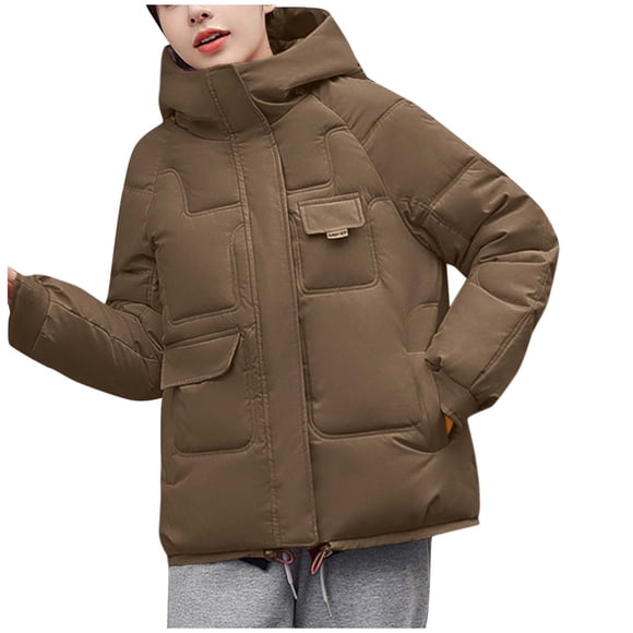 Tyidzon Fall Fashion Women Casual Comfortable Long Sleeve Zipper Drawstring Hooded Pocket Drawstring Parkas