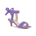 thumbnail image 1 of BLISSFUL STEP Women Open Toe Ankle Bow Tie Mid Heels Sandals Purple 8, 1 of 7