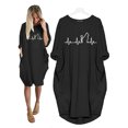 thumbnail image 2 of REDHOTYPE Ligne Mode Cat Robe Midi Décontractée pour Femmes Élégante à Manches Longues Motif Cartoon Cat Robe avec Poche Tenue d'Intérieur, 2 of 3