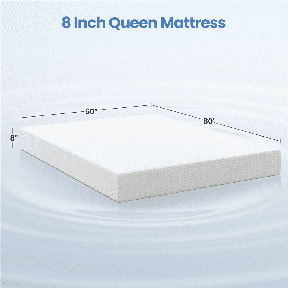 Fullfurnique Matelas en Mousse à Mémoire de Forme Infusé de Gel, 8 Inch, Queen, Blanc