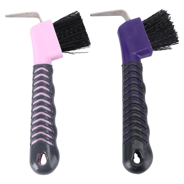 Hoof Pick for Horse Use with Stiff Bristles and Multifunctional Design Assorted Color 2Pcs