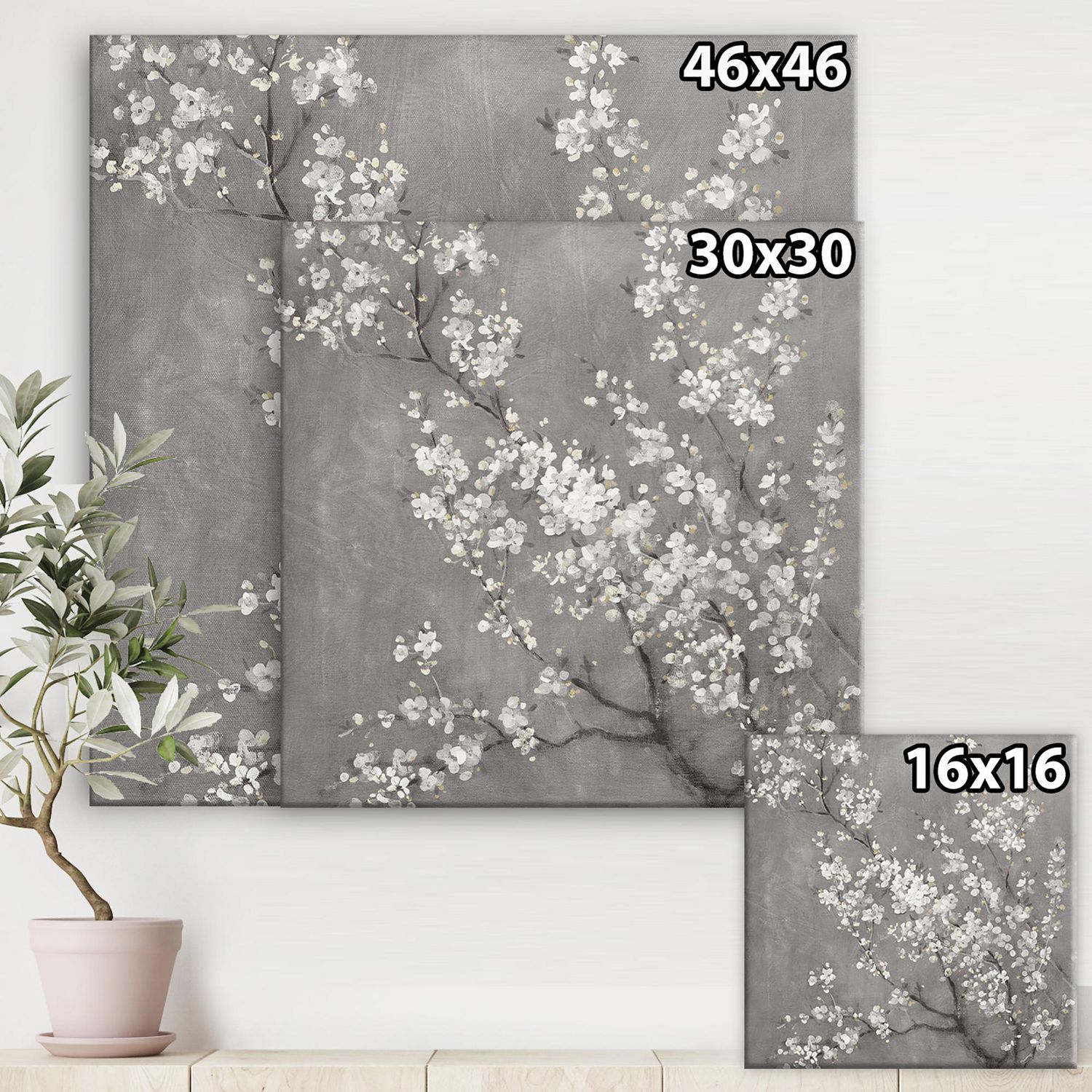 Designart Fleurs de cerisier blanc II Art mural sur toile
