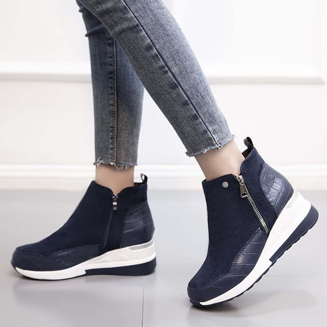 Bottes Rétro Unies pour Femmes à Empiècements, Semelle Épaisse, Talons Hauts, Bout Rond, Bottes Décontractées