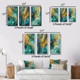 thumbnail image 4 of Designart "Golden Turquoise Breakers Abstract Waves V" Abstract Shapes Framed Wall Art Set Of 3 - Gold Transitional Frame Canvas Set For Living Room Decor, 4 of 6