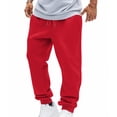 thumbnail image 4 of Red Pants for Mens Fall Summer Track Athletic Lounge Stretchy Running Ruched Straight Leg Plain Cuff Leg Pants Mens 2025 Clothes Trendy XL, 4 of 8