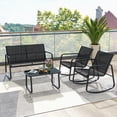 thumbnail image 4 of Costway Ensemble de Terrasse à Bascule 4 Pcs 2 Chaises Berçantes et Causeuse avec Table à Dessus en Verre Extérieur, 4 of 10