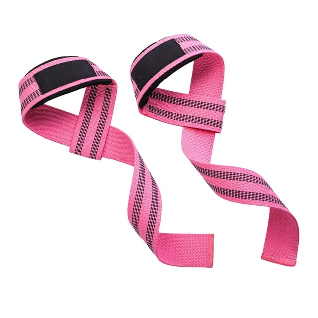 2Pcs Strong Weight Lifting Straps Durable Hand Wrist Support Wraps Professional Outdoor Strength Deadlift Workout Adjustable Equipment Gear - Pink