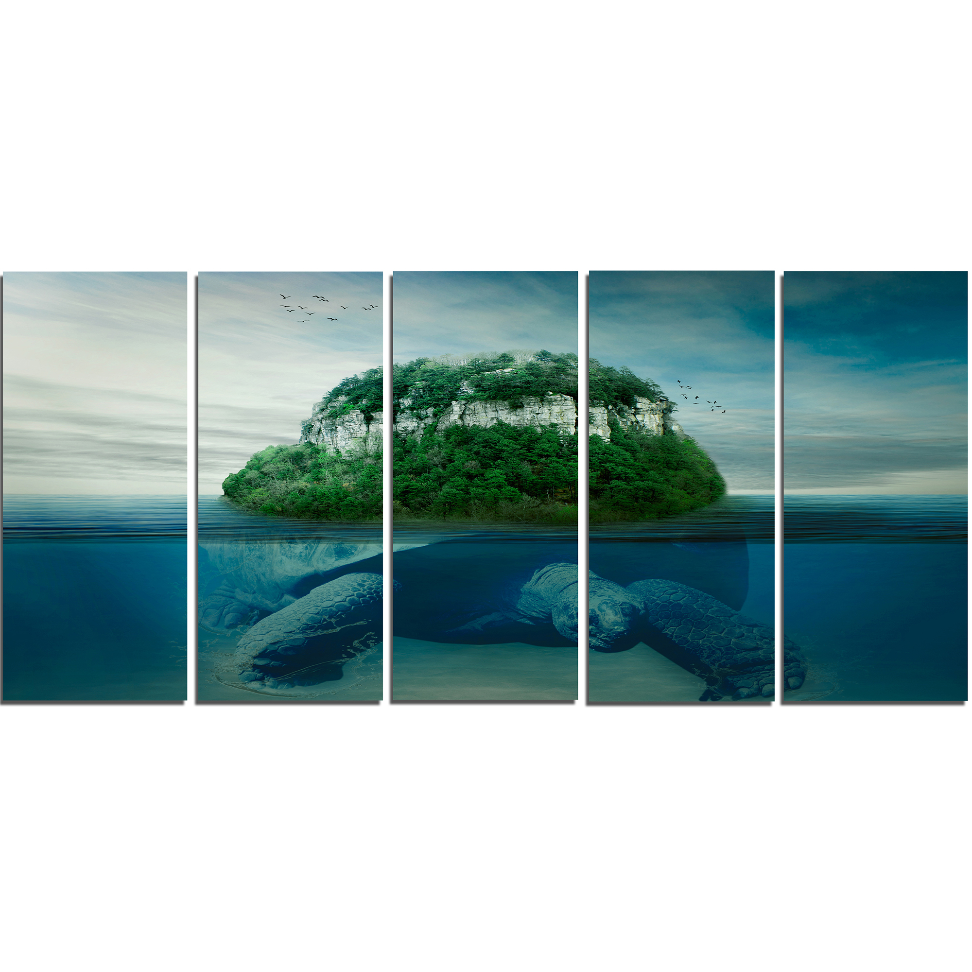 Design Art Giant Turtle Carrying Island Canvas Print