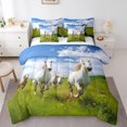 thumbnail image 1 of YST 7Pcs Horses Comforter Set with Sheets, Galloping Horses Pacing On Grass, Twin, 1 of 4