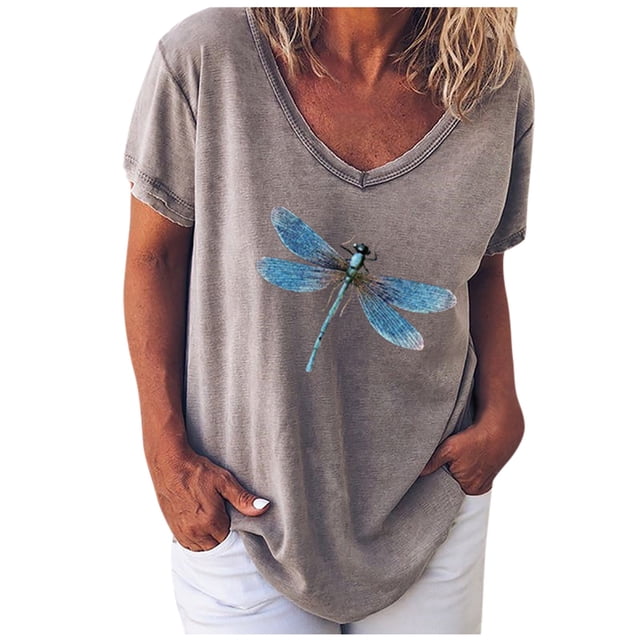 Pompotops 2021 T-shirt Mode pour Femmes Nouveau Grande Taille Ample Imprimé Mode Manches Courtes
