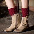 thumbnail image 1 of Women Leg Warmers Knitted Wool Boot Cover Short Leg Warmers with Diamond Mesh, 1 of 4