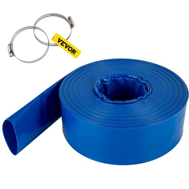 VEVOR Discharge Hose 1-1/2' x 105' Heavy Duty PVC Lay Flat Hose with Clamps