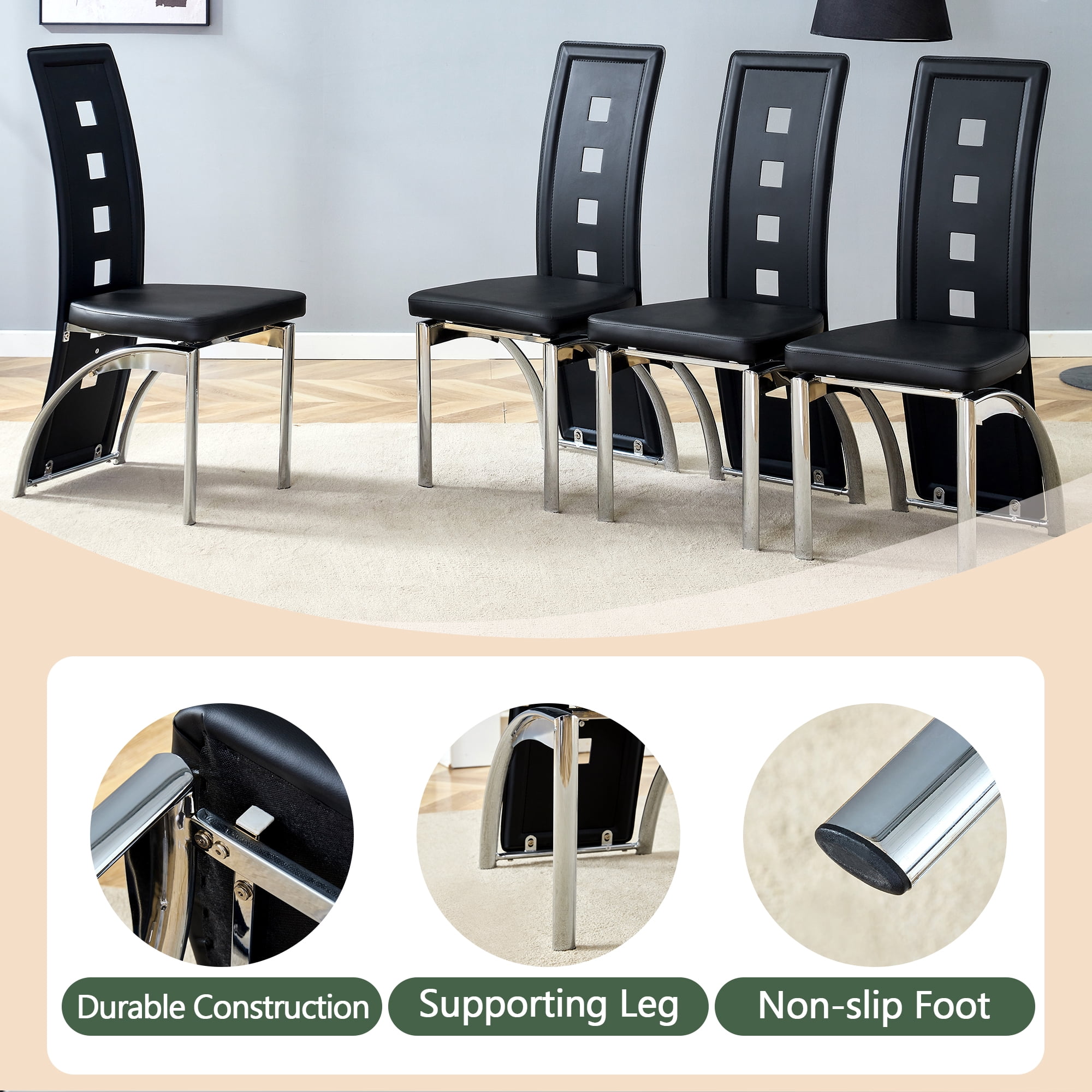 Noble House Modern Minimalist 2-Piece Dining Chair Set