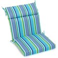 thumbnail image 1 of 18-inch by 38-inch Spun Polyester Patterned Outdoor Squared Chair Cushion, Pike Azure, 1 of 2