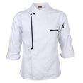 thumbnail image 2 of Veste de Chef Rétro Manteau Uniforme Longue Veste de Chef Manche Hôtel Cuisine Vêtement 2TG Blanc, 2 of 9