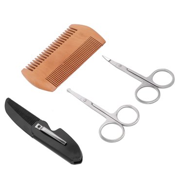 Peigne à Barbe, Outil de Modelage de Barbe pour Hommes, Kits de Coiffage de Barbe, Peigne à Barbe, Ciseaux à Moustache, Kit de Peigne de Modelage de Barbe pour Salon et Maison