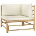 thumbnail image 2 of vidaXL 3 Piece Garden Lounge Set with Cream White Cushions Bamboo, 2 of 5