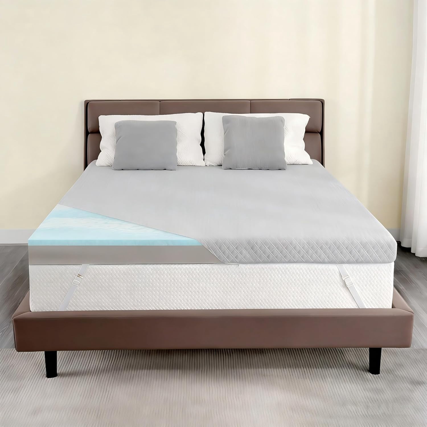 Extra Firm Mattress Topper Queen, 3 Inch High-Density Firm Mattress Pad for Back Pain Relief, Bed Topper with Removable Cover, No Smell, No Slip, CertiPUR-US Certified, 80" x 60"