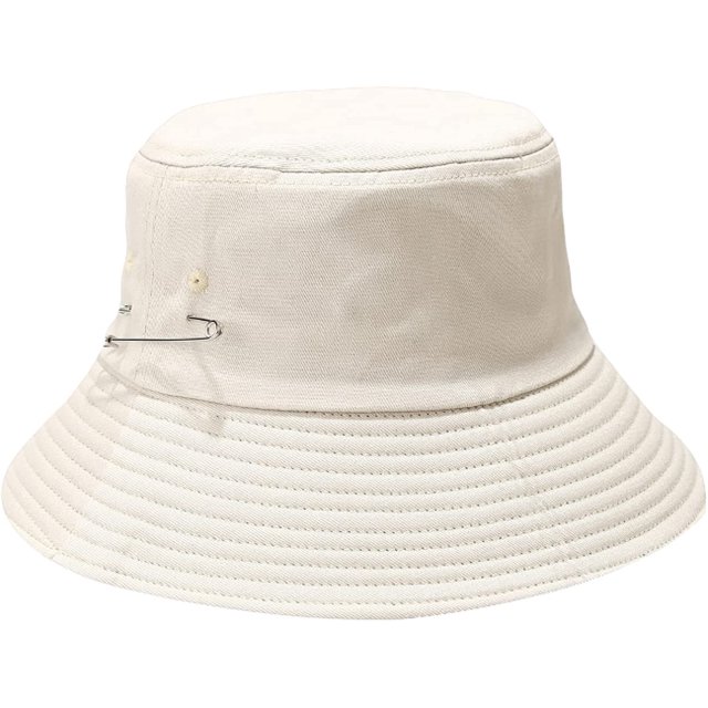 LinYooLi Large Bucket Hat Women Big-Brimmed Fisherman Hat Unisex Pure Color Basin Caps with Adjustable Chin Strap Pin Decorate