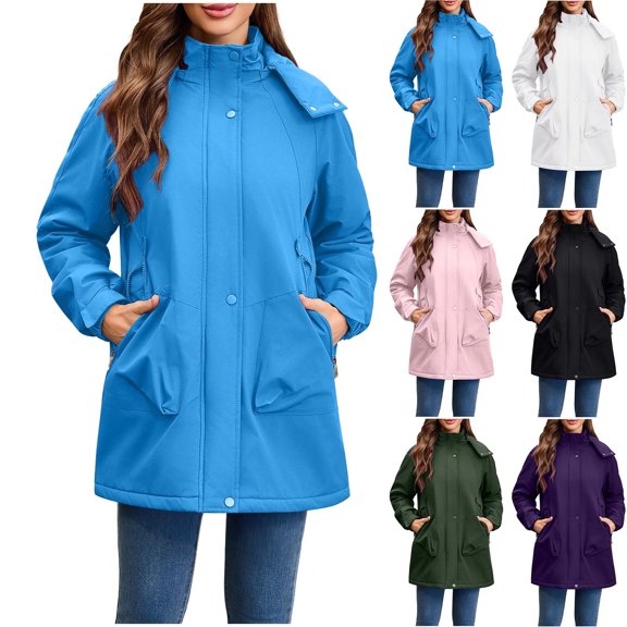 Sentmoon Manteaux Légers pour Femmes Imperméables et Coupe-Vent à Capuche, Vestes d'Automne pour Femmes à Manches Longues avec Fermeture Éclair, Manteau de Pluie avec Poches pour Jogging, Vélo, Sports de Plein Air