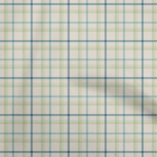 oneOone Rayon Olive Green Fabric Check Sewing Material Print Fabric By The Yard 56 Inch Wide
