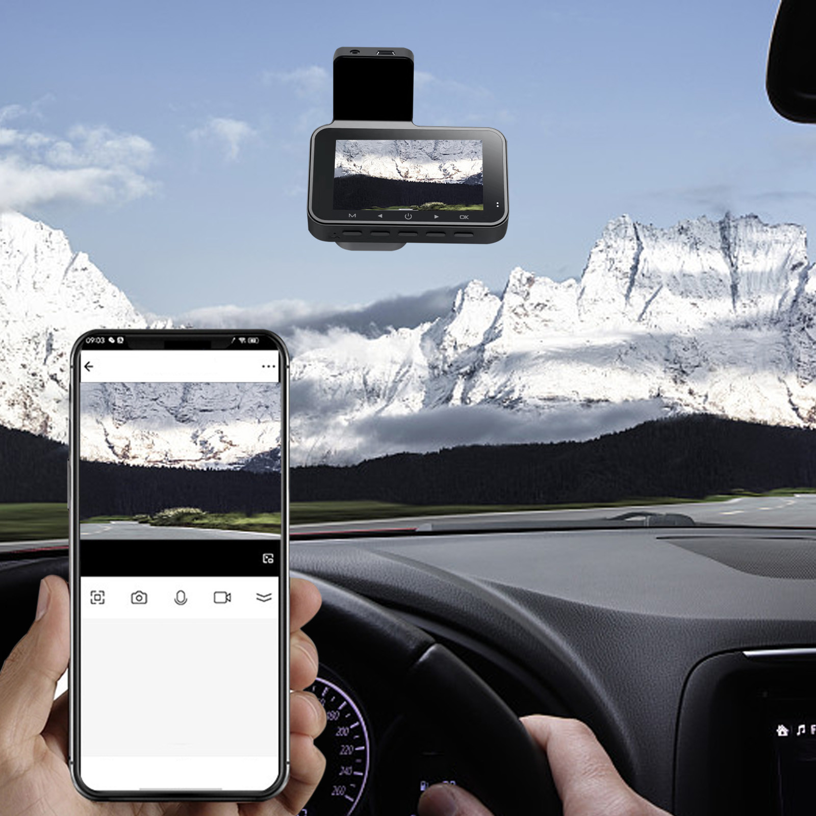 COFEST Dash Cam Front and Rear， Built In WiFi 1080P Dash Camera for Cars， 3 Inch Display Dashcam， 120° Wide Angle Camera Recorder， Night Vision Black