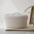 thumbnail image 4 of Oval Baskets With Lids Decorative Baskets With Lids Organizing Natural Cotton Rope Lidded Baskets With Handles Storage Baskets With Lid for Daily Household Storage and Travel Storage, 4 of 5