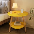 thumbnail image 2 of Yellow Yellow Round End Table With Double Shelf Small Coffee Table For Living Room Bedroom Bright Accent Table #66w77, 2 of 6