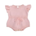 thumbnail image 1 of Newborn Infant Baby Girl Jumpsuit Solid Color Ruffle Sleeveless Knit Drawstring Romper Clothes Purple 12-18 Months, 1 of 7